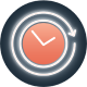 A timer icon with a continuous arrow around it. A timer icon with a continuous arrow around it.